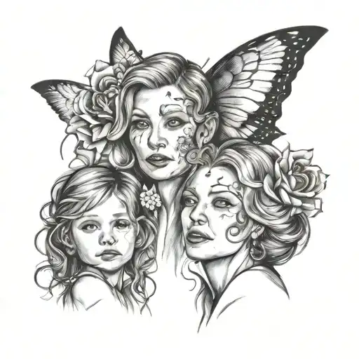 mom and daughter tatto  tattoo design idea