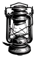 vintage mining lantern, black and white tattoo design idea