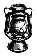 vintage mining lantern, black and white tattoo design idea