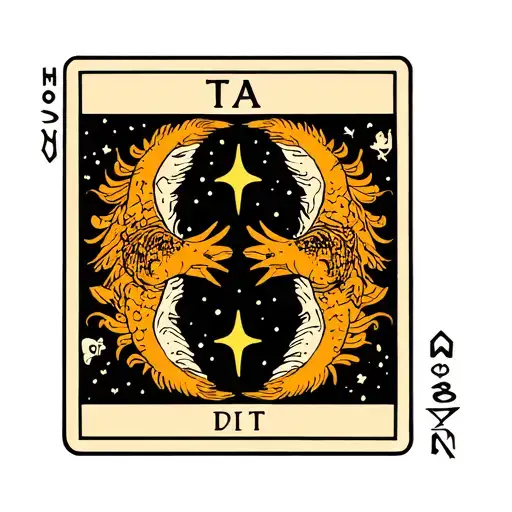 A new-school interpretation of a Tarot card deck with Leo and Pisces symbols, showcasing the connection between marriage and astrology tattoo design idea