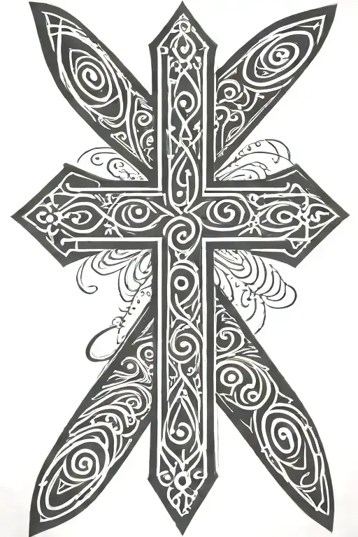 cross made from fingerprints tattoo design idea