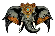 elephant head symmetrical with third eye  tattoo design idea