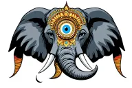 elephant head symmetrical with third eye  tattoo design idea
