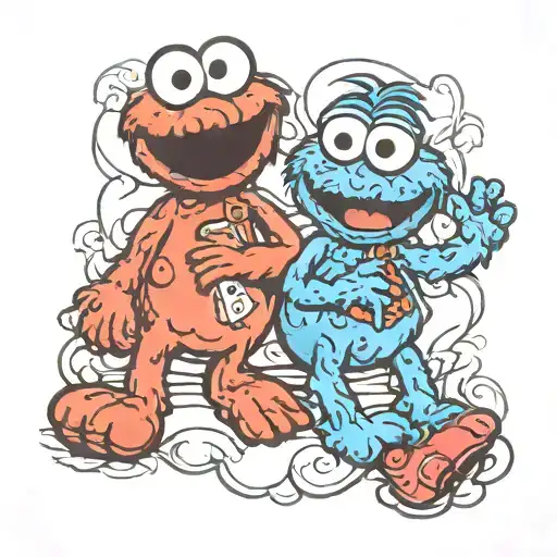 elmo and Cookie Monster  tattoo design idea
