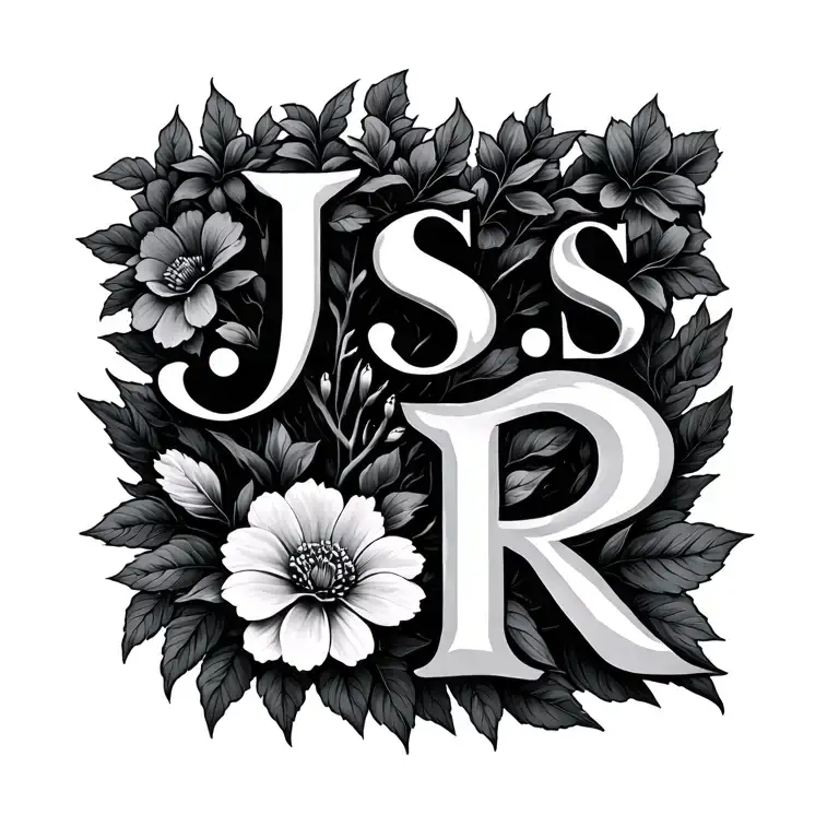 "J S S R" flower growing same branch tattoo design idea