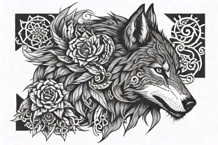 wolf eagle horse native woman rebel rose tribal tattoo tattoo design idea