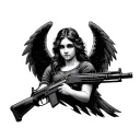 29 with an angel holding an AK 47 tattoo design idea