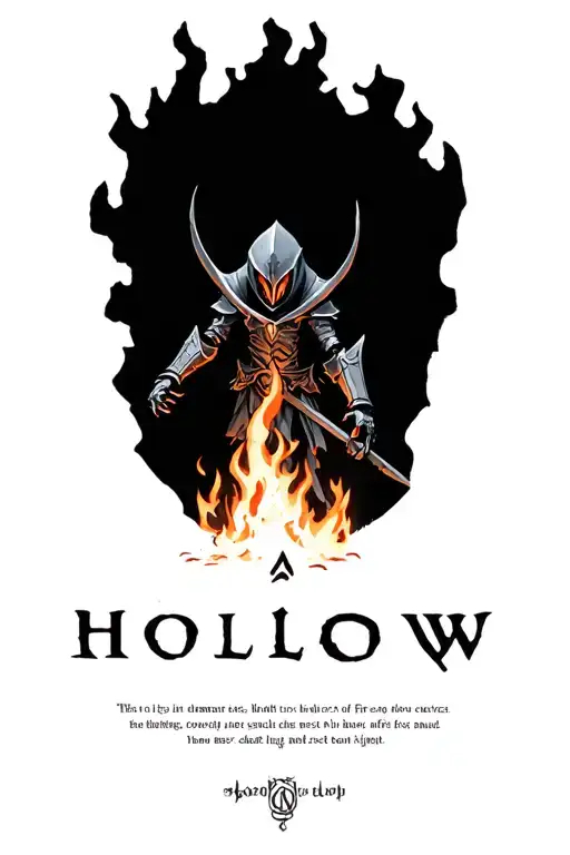 "Hollow" "Hollow" "Hollow" campfire knight rest fire flames, dark souls tattoo design idea