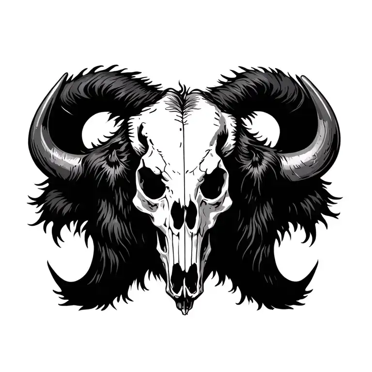 bison skull tattoo design idea