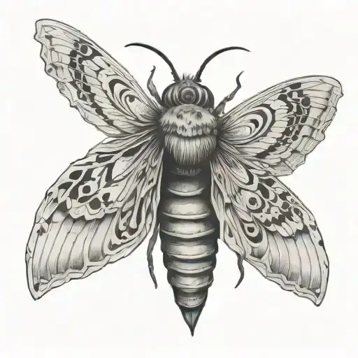 death Moth with topographical lines inside the wings  tattoo design idea