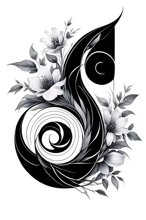 the golden ratio spiral with floral elements. tattoo design idea