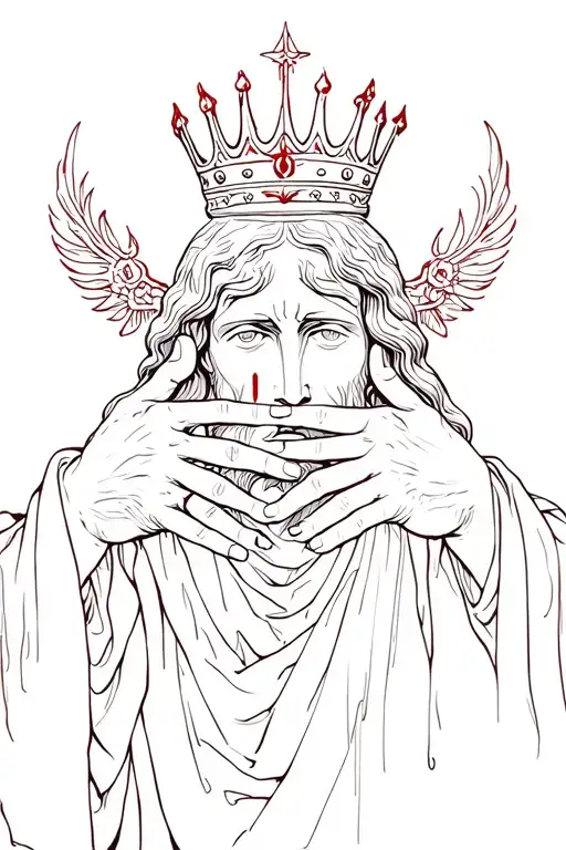Jesus hands with crown of throwns with blood on the thrown forearm  tattoo design idea