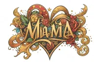 1. Maintain and expand existing design: • The “Mia san Mia” lettering and the five stars could be used as a heart tattoo design idea