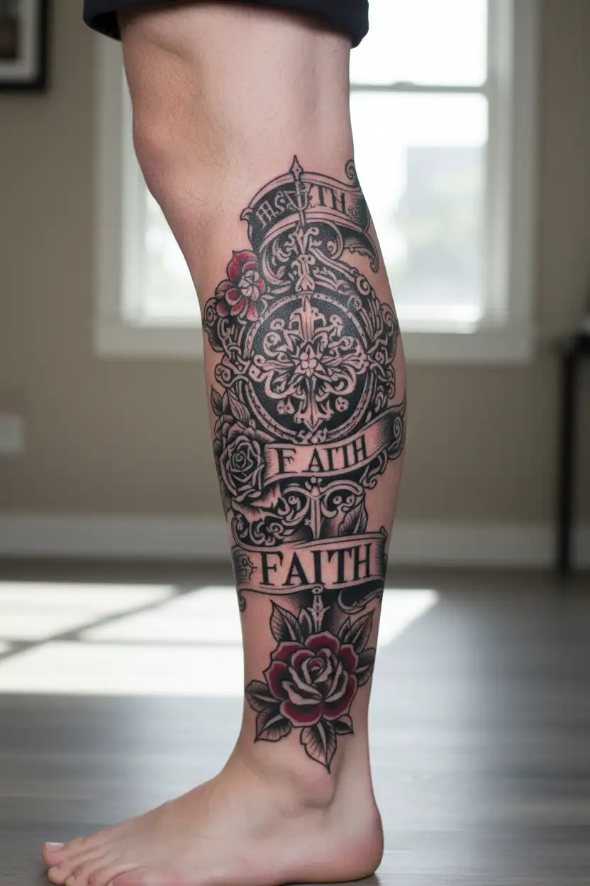 faith tatto on bicep  tattoo design idea