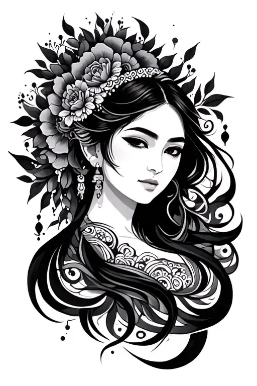 Aquarius, Hmong, feminine tattoo design idea