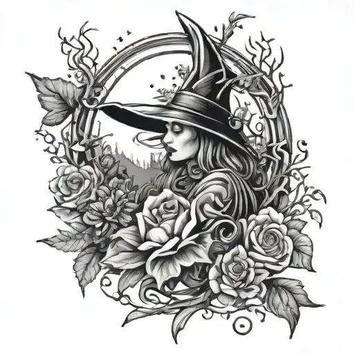 witchy nature inspired tattoo tattoo design idea