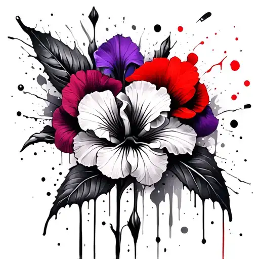 primrose violet iris flower tattoo design idea