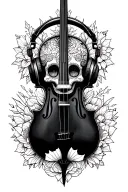 sugar skulls embedded in a cello headphones and a lady's tattoo design idea