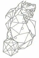dragon hugging d20 dice tattoo design idea