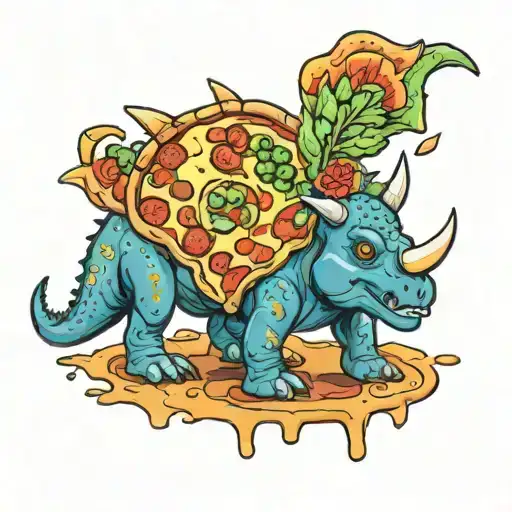 Triceratops Pizza Blau tattoo design idea