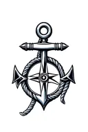 boat anchor compass rope shark  tattoo design idea