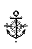 boat anchor compass rope shark  tattoo design idea