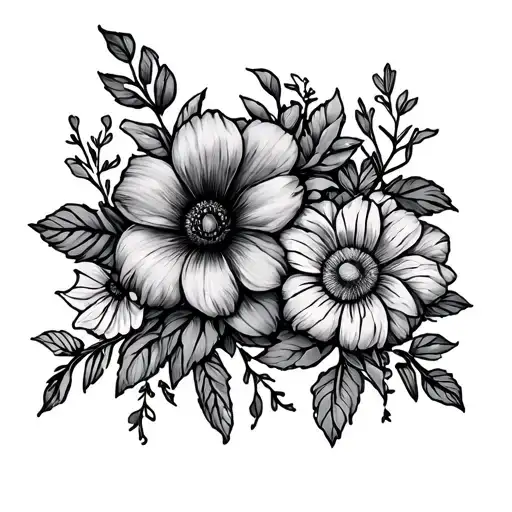 best friend matching, booktok related, fine line, spooky maybe, flowers tattoo design idea
