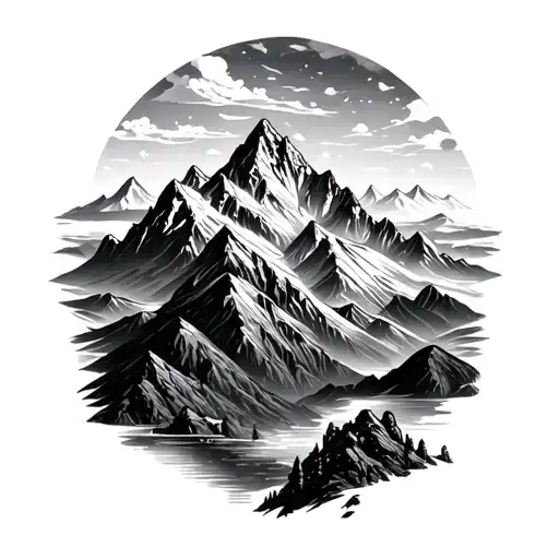 mountain landscape tattoo design idea