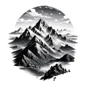 mountain landscape tattoo design idea