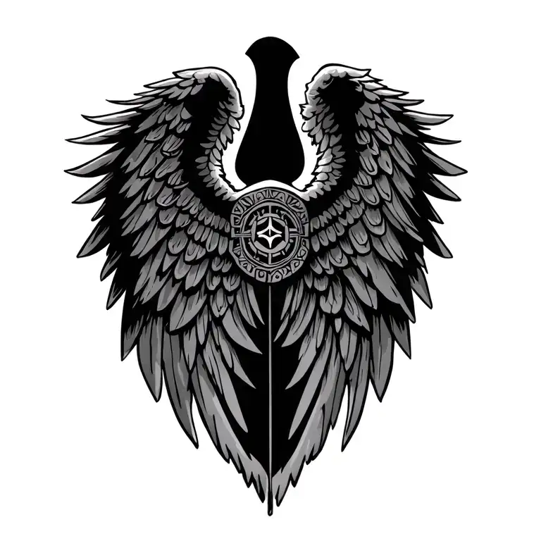 Aztec angel wings tattoo design idea