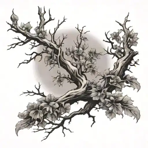 courage in tree branches tattoo design idea