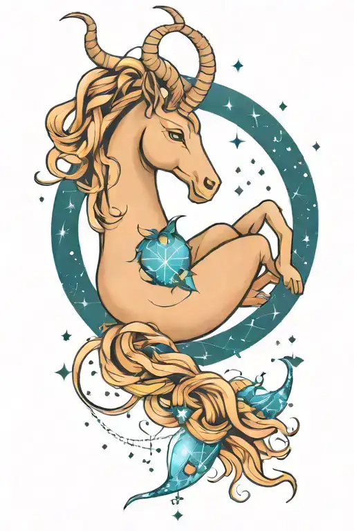 Capricorn constellation intertwined tattoo design idea