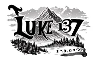 "Luke 1:37" Mountain range tattoo design idea