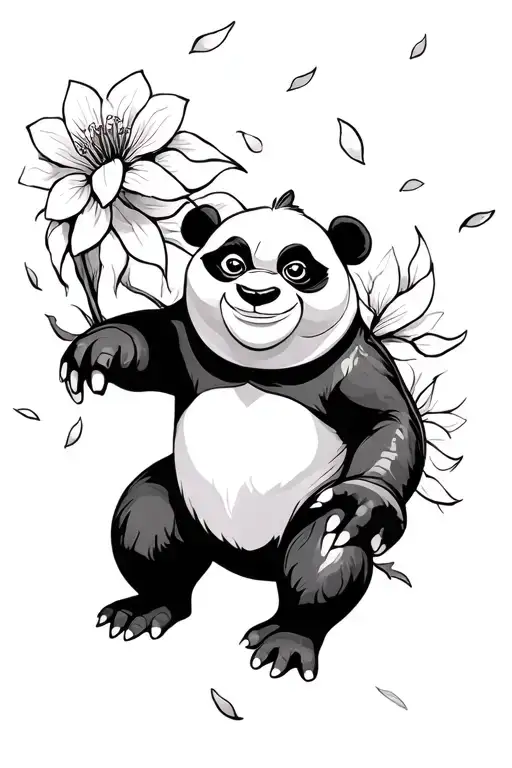 kung fu panda and oogway flower petals tattoo design idea