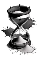 cracked hourglass with sand coming out the bottom tattoo design idea