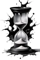 cracked hourglass with sand coming out the bottom tattoo design idea