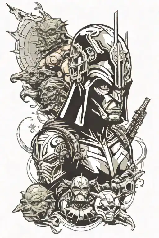 marvel and starwars tattoo design idea
