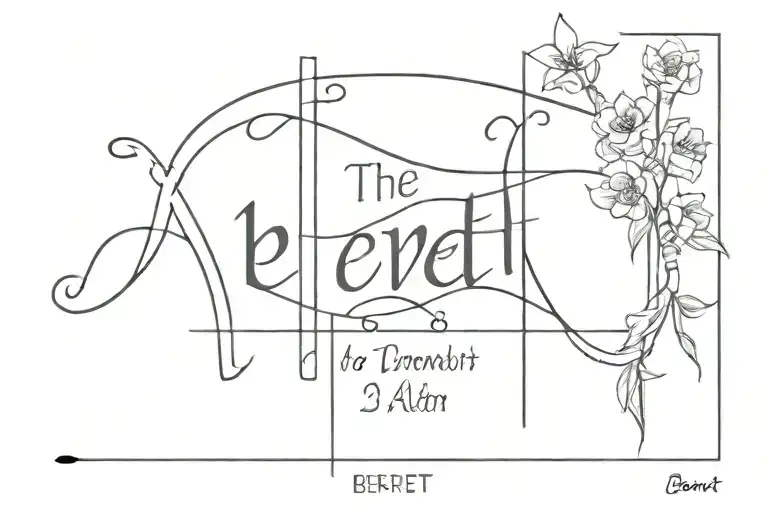 The name Berrett with the date 3.6.21 under it, some crosses, and the verse Peter 5:7 above tattoo design idea