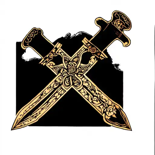 the cross of jesus in the shape of a double edged sword tattoo design idea