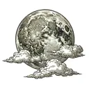 clouds and full moon tattoo design idea