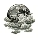 clouds and full moon tattoo design idea