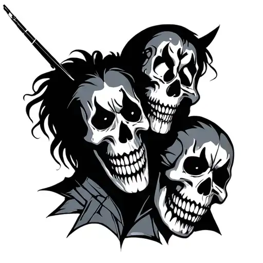 kiss band and skulls tattoo design idea