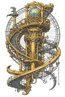 roller coaster athena scale sword piercing tattoo design idea