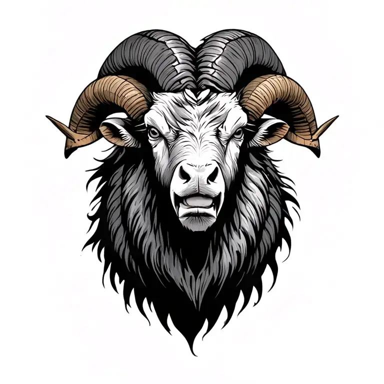 angry ram tattoo design idea