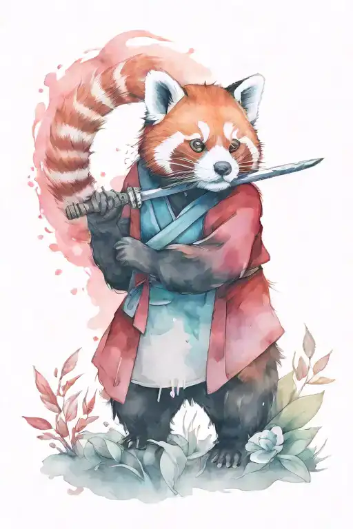 samurai red panda tattoo design idea