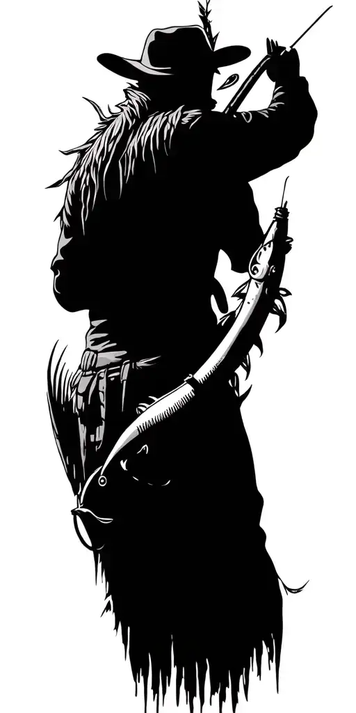 hunting and fishing tattoo design idea