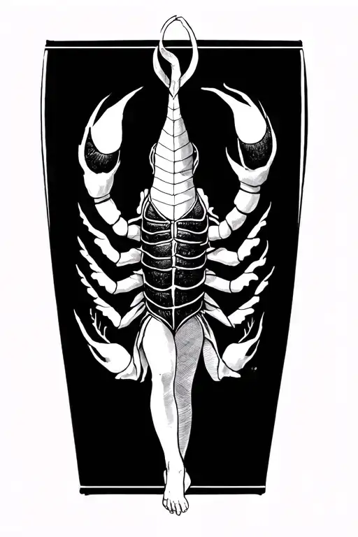 blackwork tattoo for the thigh incorporating the following: Scorpio star sign, born in cyprus, Contemporary dance tattoo design idea