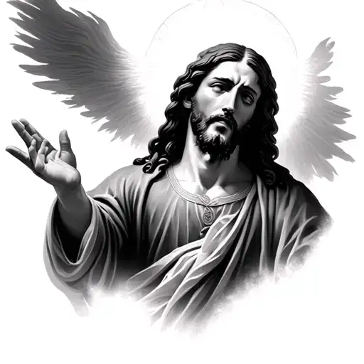 Jesus Christ is crying and opening up to heaven tattoo design idea