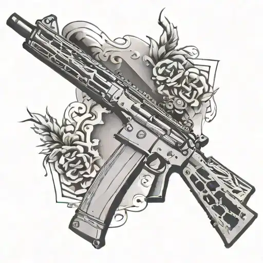 Black powder revolutionary rifle with M16 laid over top tattoo design idea