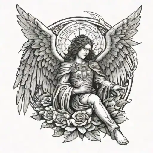 Archangel Raphael of love and healing symbols tattoo design idea